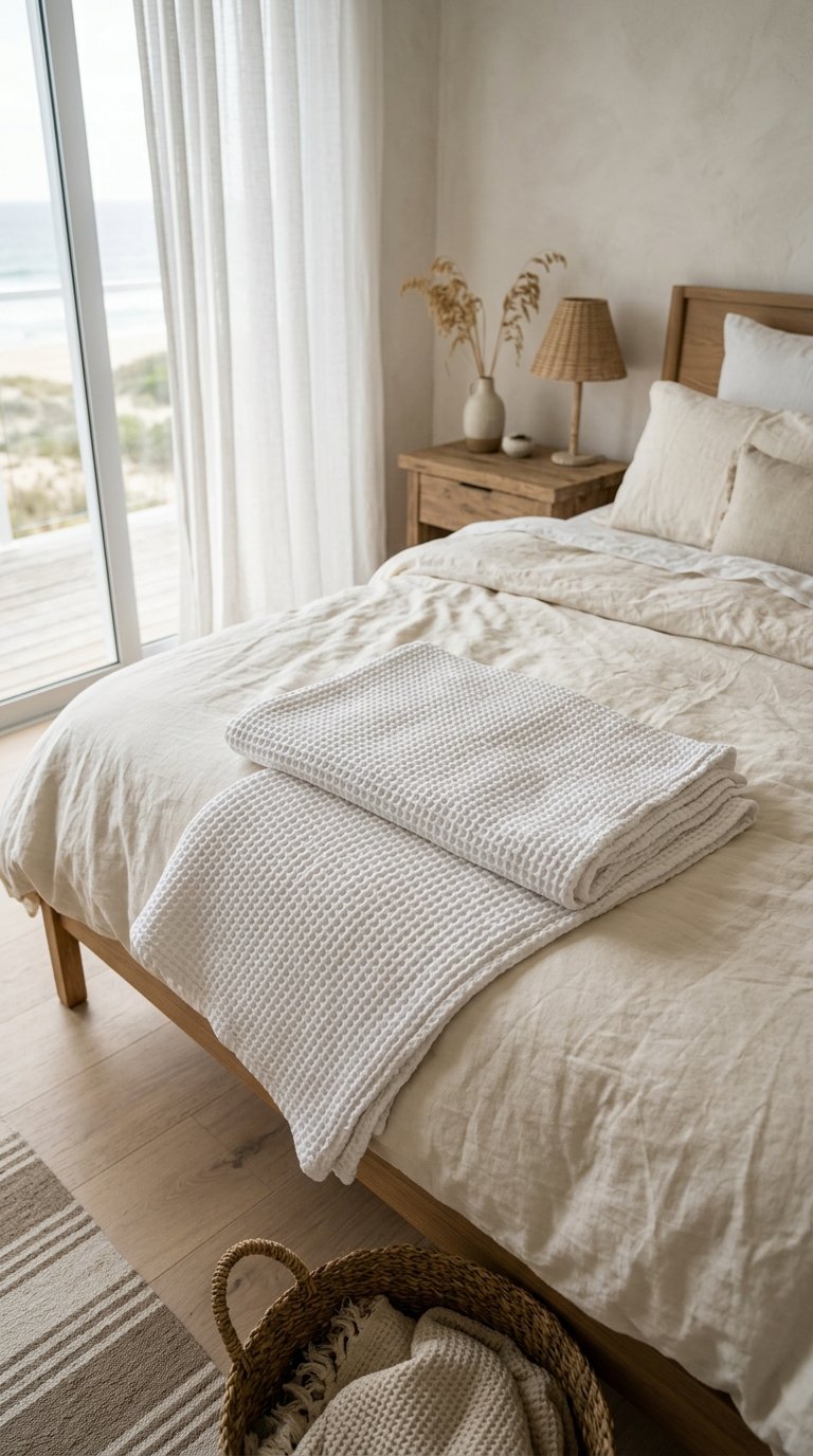 Layer a Lightweight Cotton Waffle Weave Blanket