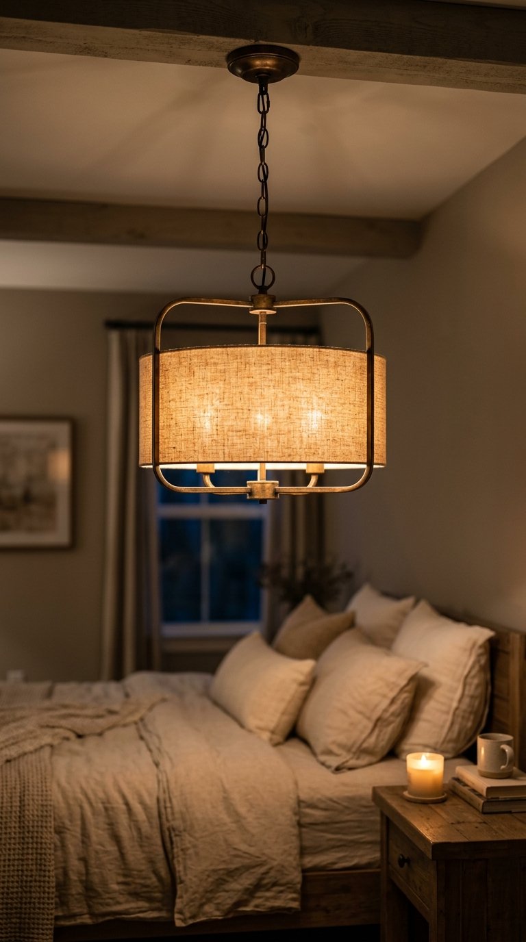Layered Bedroom Lighting With a Statement Ceiling Fixture