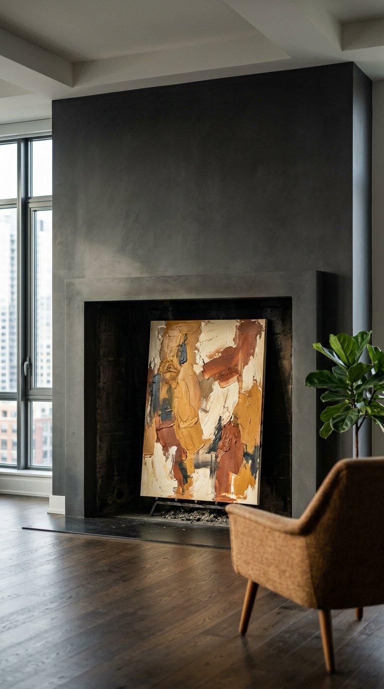 Lean Oversized Art Against the Back Wall of the Firebox