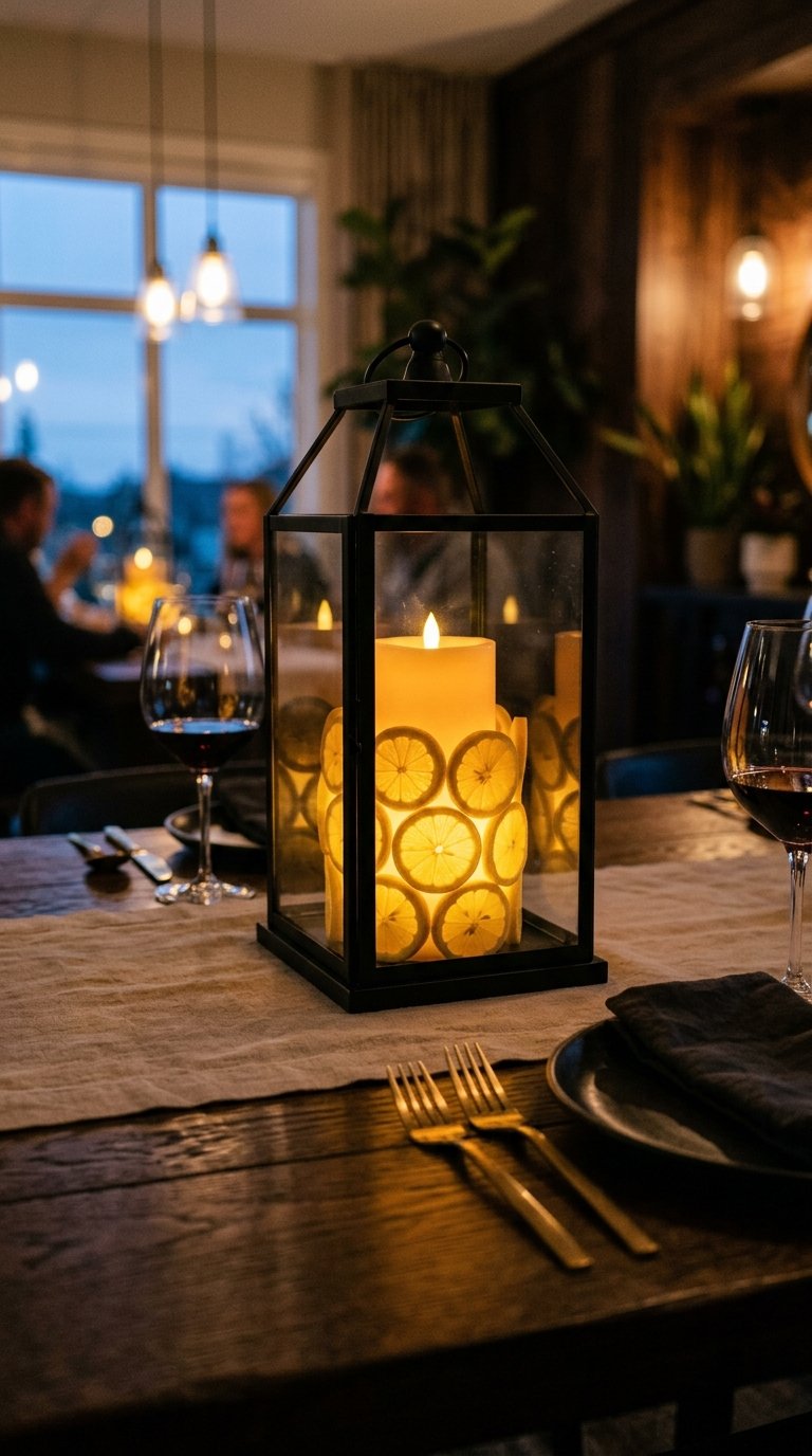 Lemon Slices in a Lantern Centerpiece