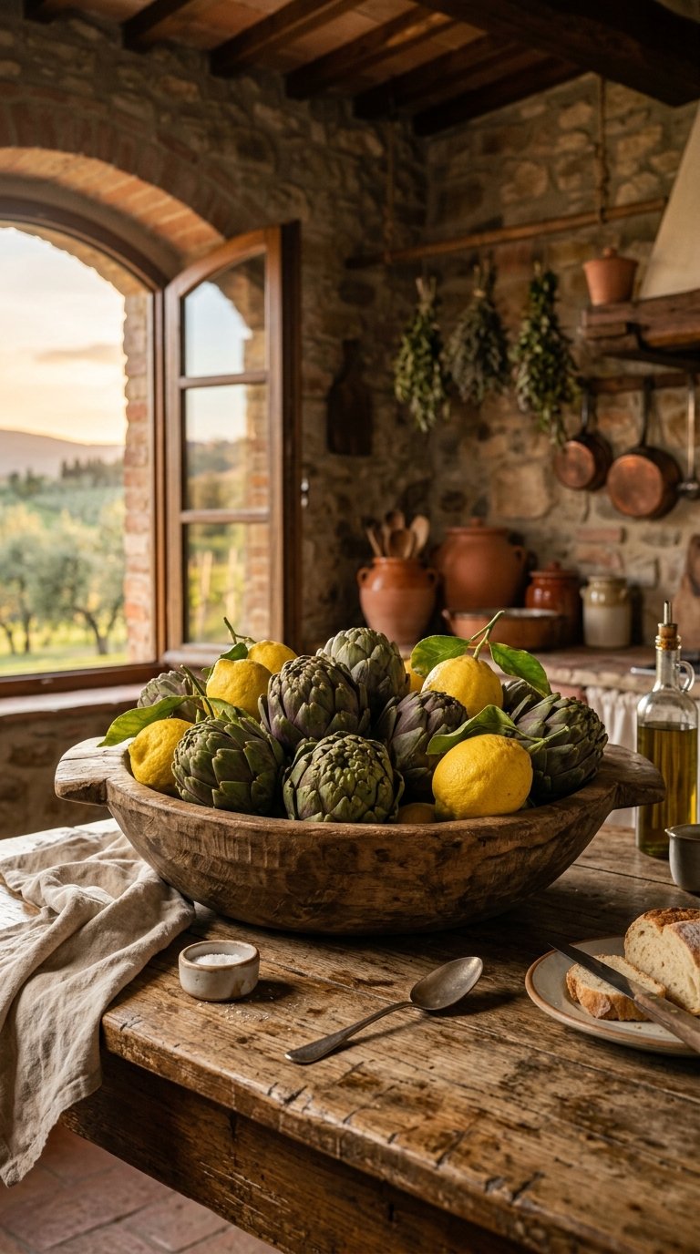 Lemon and Artichoke Mixed Centerpiece