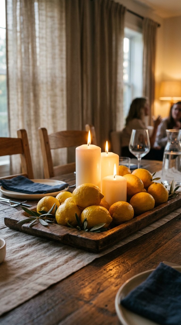 Lemon and Candle Cluster Centerpiece