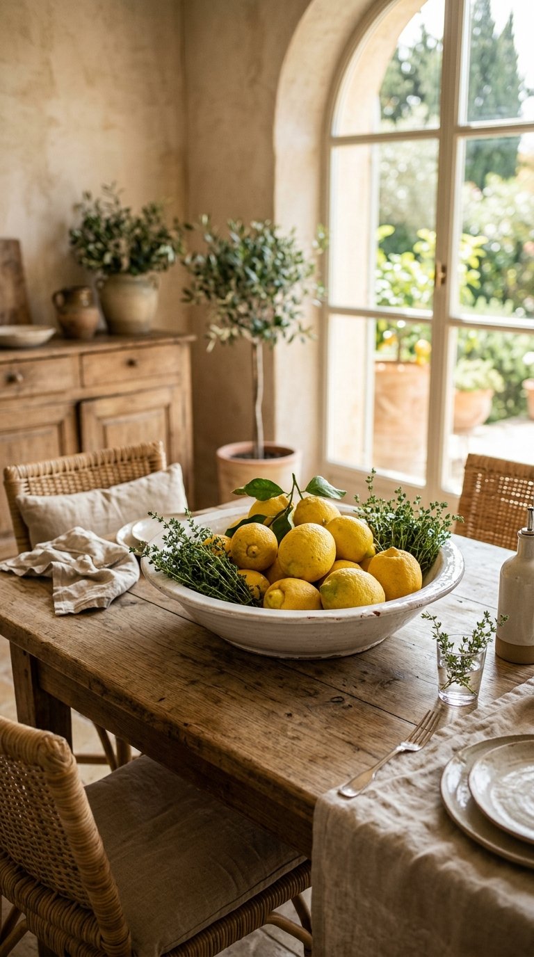 Lemons in a White Ceramic Bowl