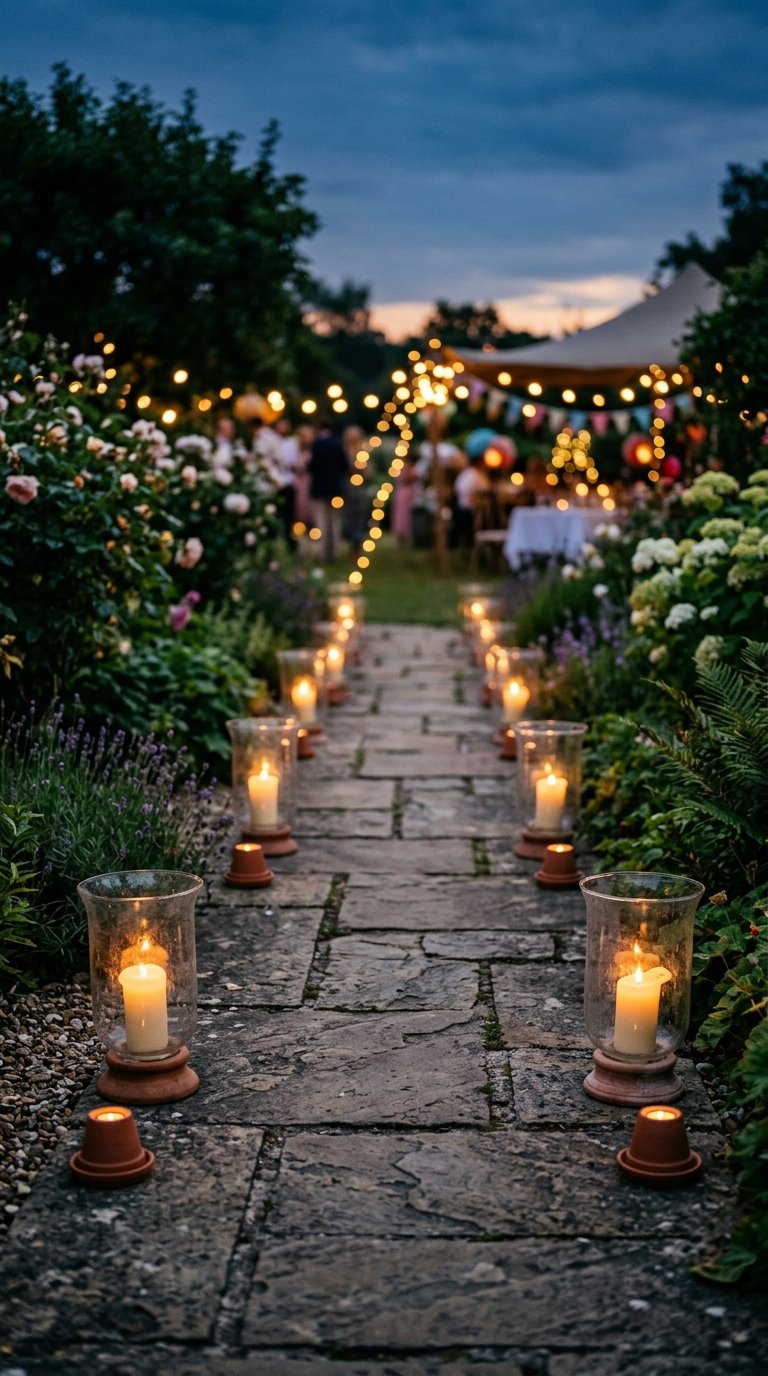 Line Pathways With Candles or Lanterns