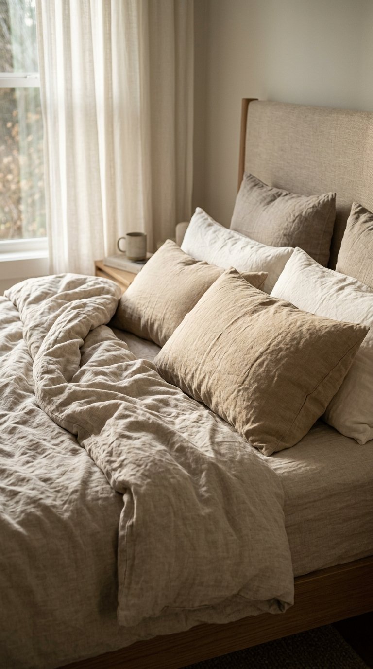 Linen Bedding for a Textured, Relaxed Bed Surface