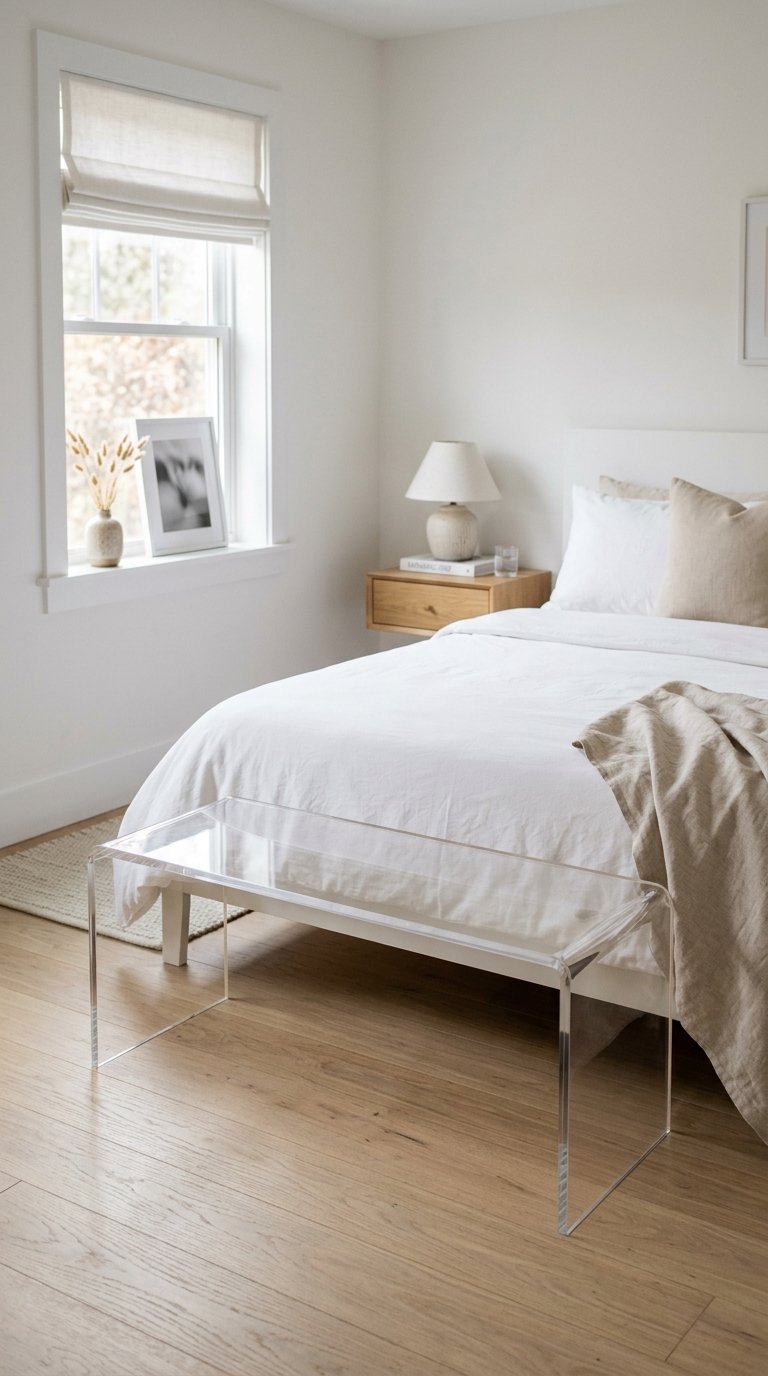 Lucite or Acrylic Bench for a Small or Minimalist Bedroom