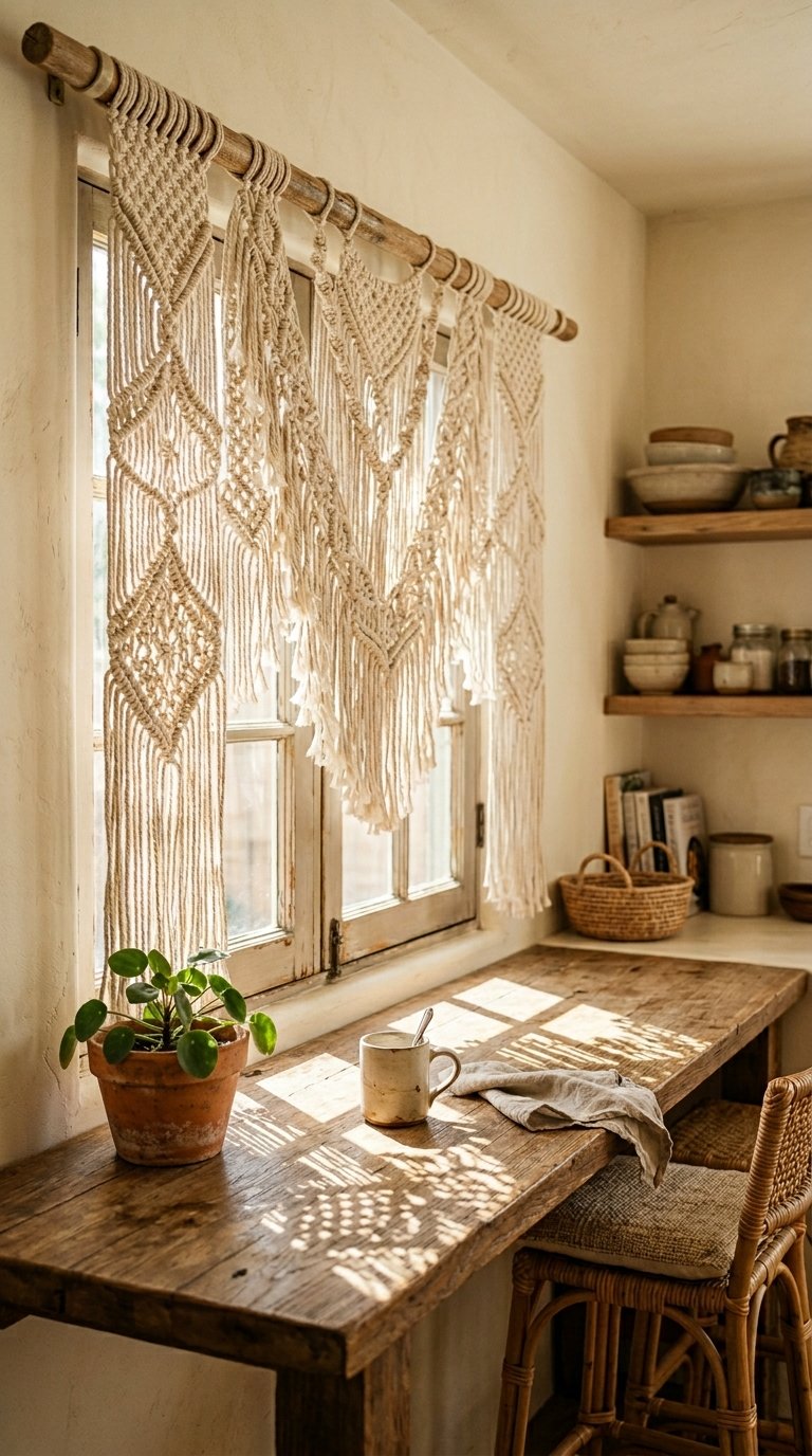 Macrame Curtains for a Boho or Eclectic Kitchen