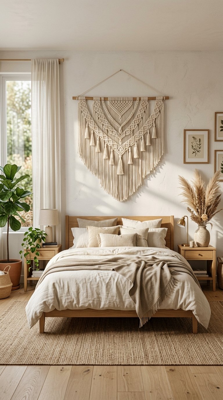 Macrame Wall Hanging Above the Bed