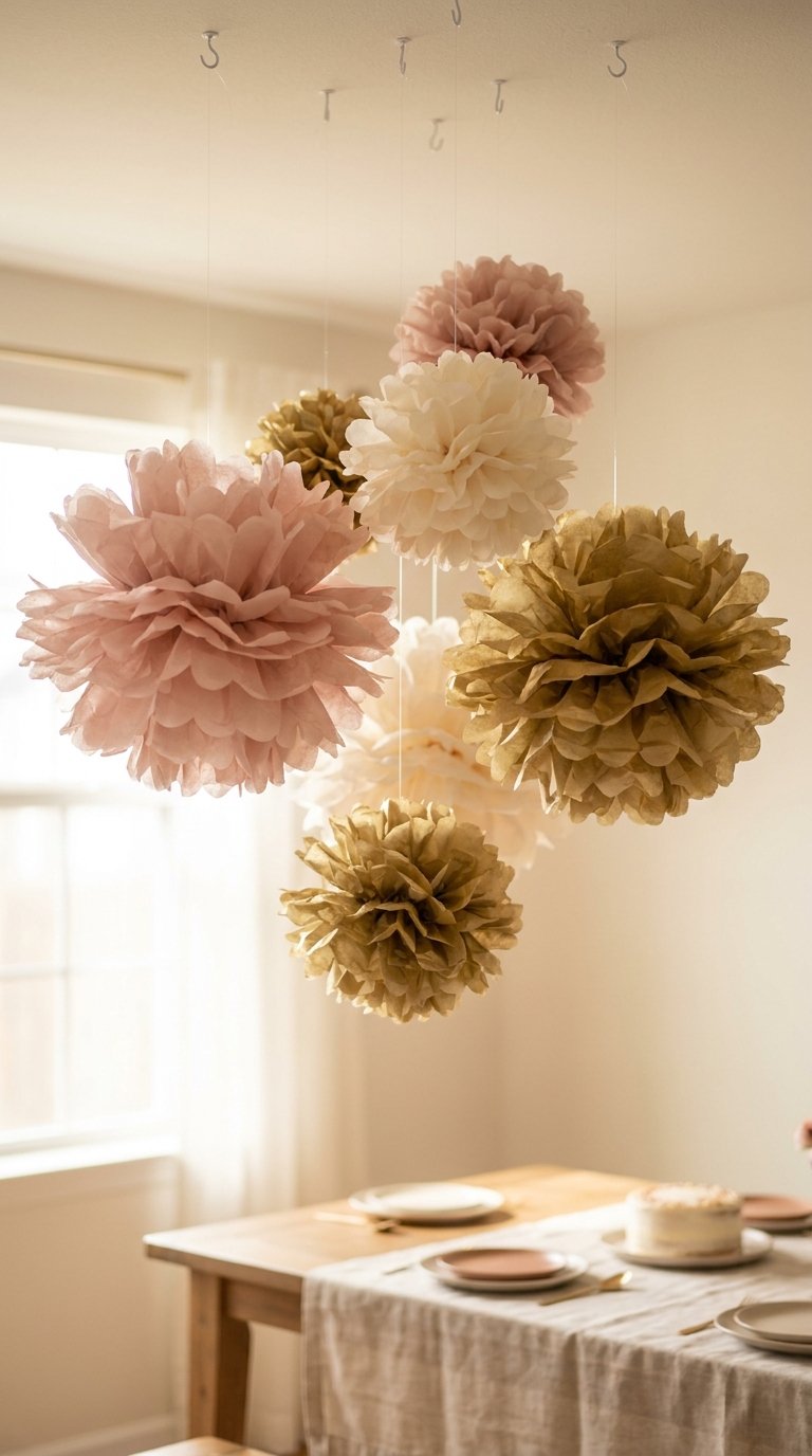 Make Tissue Pom-Poms for the Ceiling
