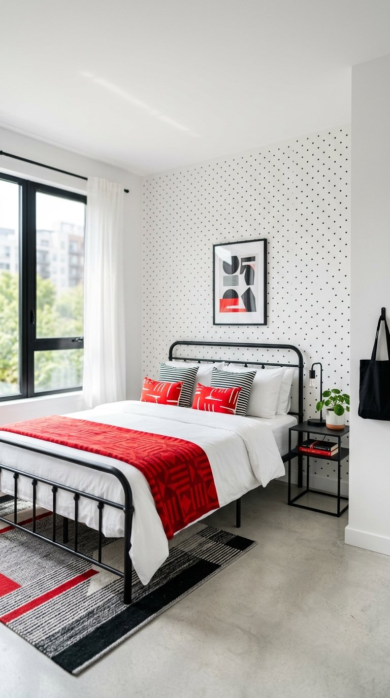 Mickey Mouse Bedroom With a Black, White, and Red Color Palette