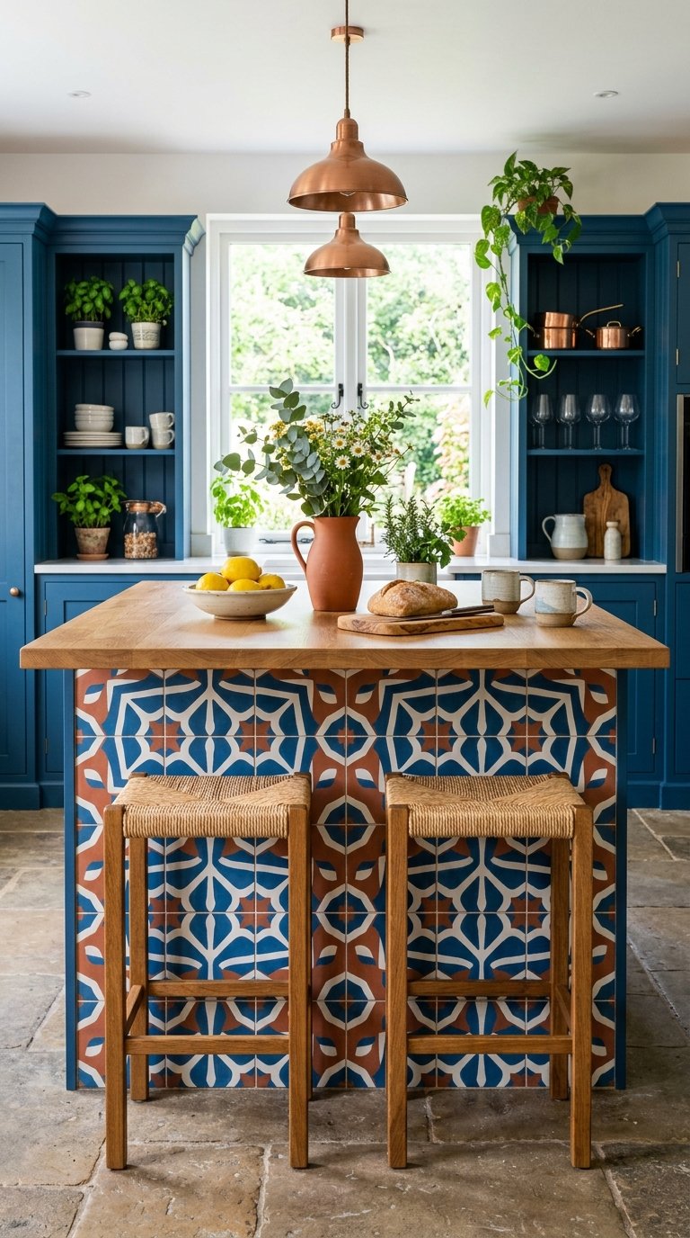 Moroccan or Encaustic Cement Tile Back Panel