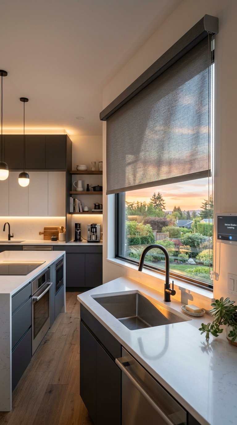 Motorized Window Shades for Smart Kitchen Integration