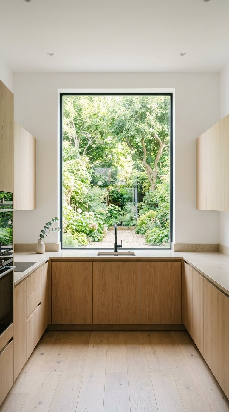 No Window Treatment at All for a Clean, Minimal Kitchen