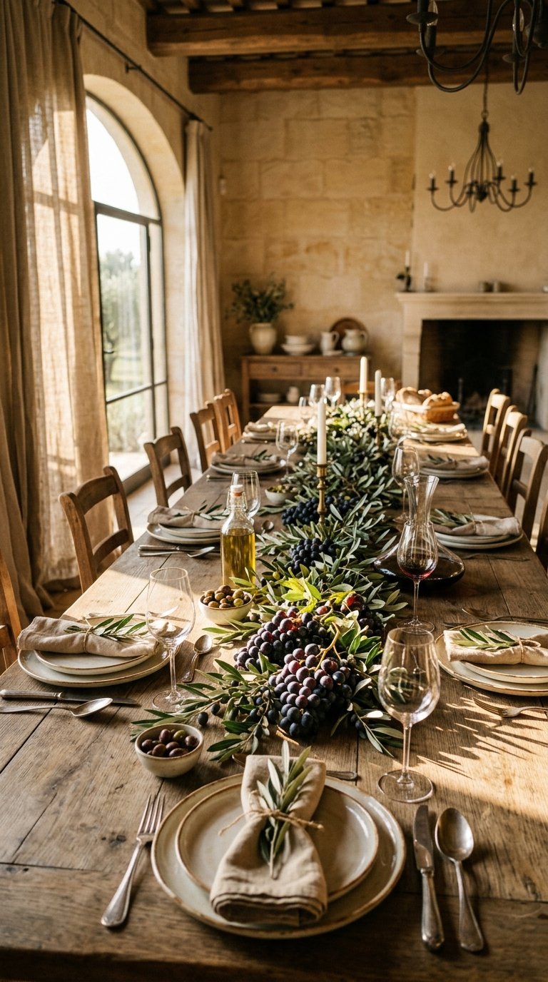  Olive Branch and Grape Table Runner