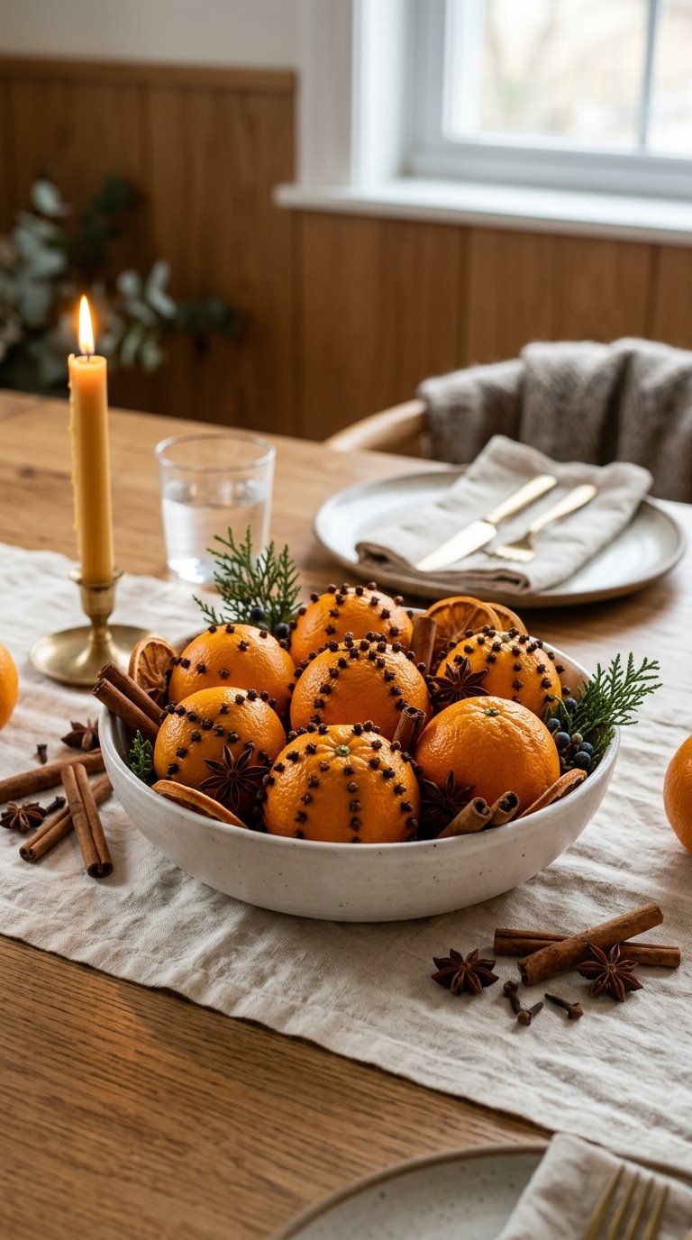 Oranges and Cloves as a Spiced Pomander Centerpiece