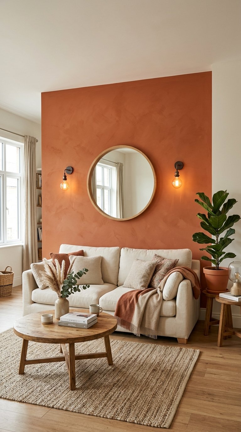 Paint One Accent Wall in a Warm Terracotta or Sage Green