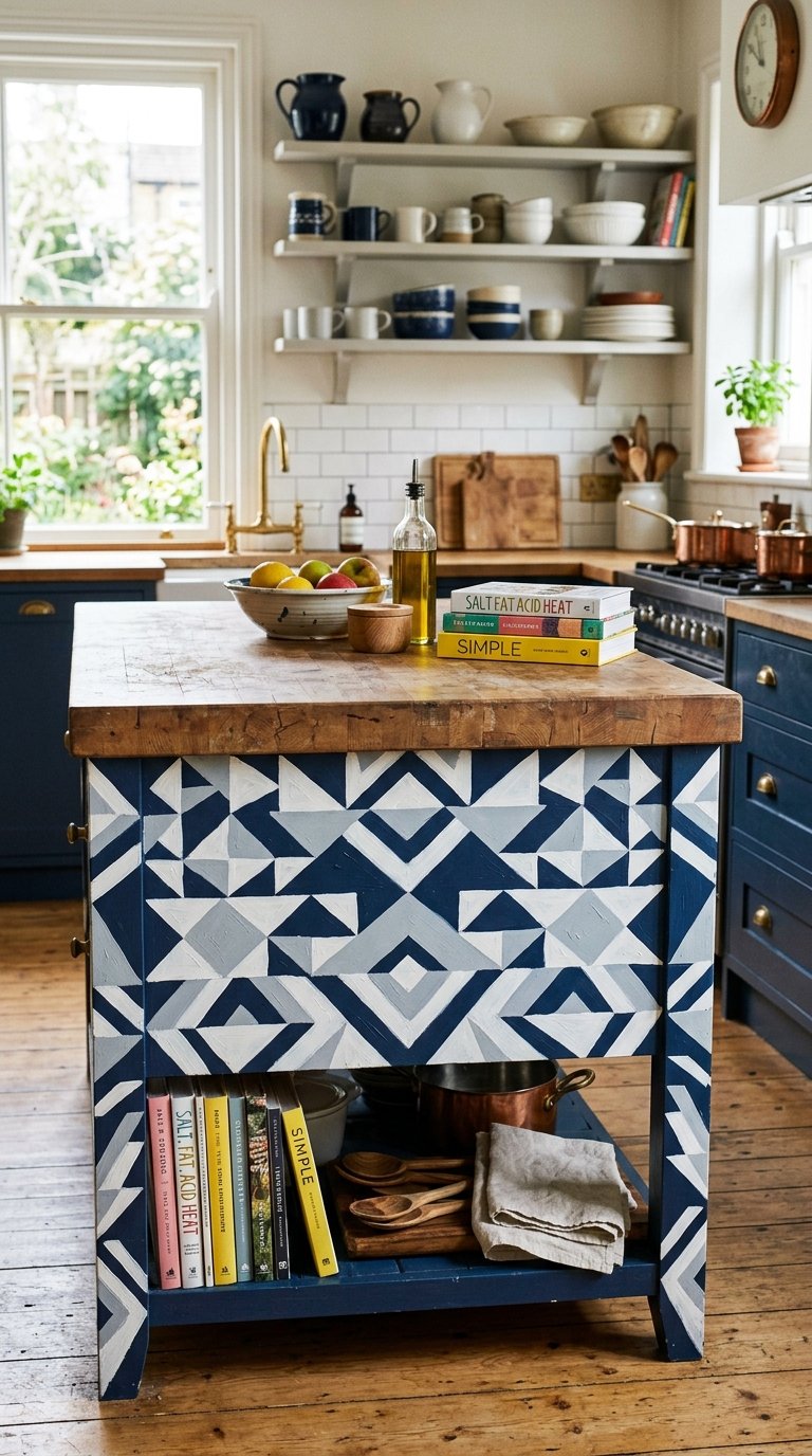 Painted Geometric Pattern Back Panel
