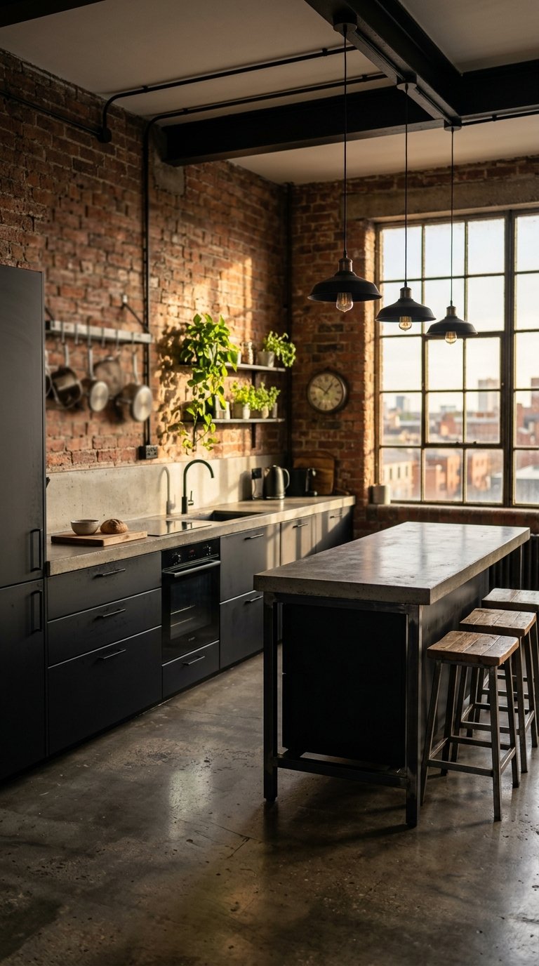 Pair Black Cabinets with Concrete Countertops