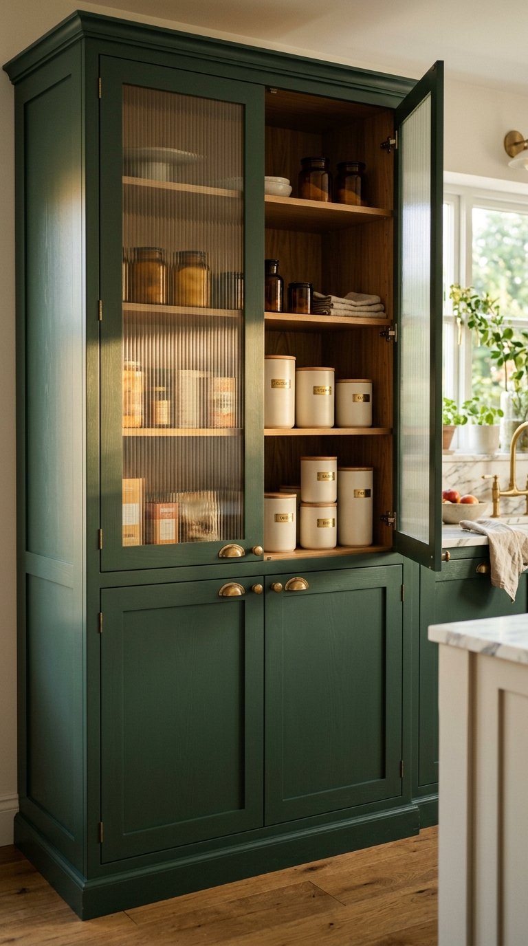 Pantry Cabinet With Glass-Front Doors