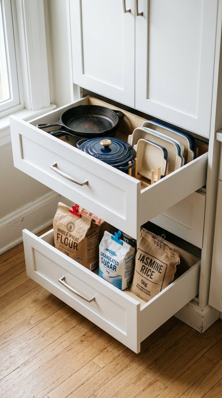 Pantry Drawers at Base Level for Heavy Items