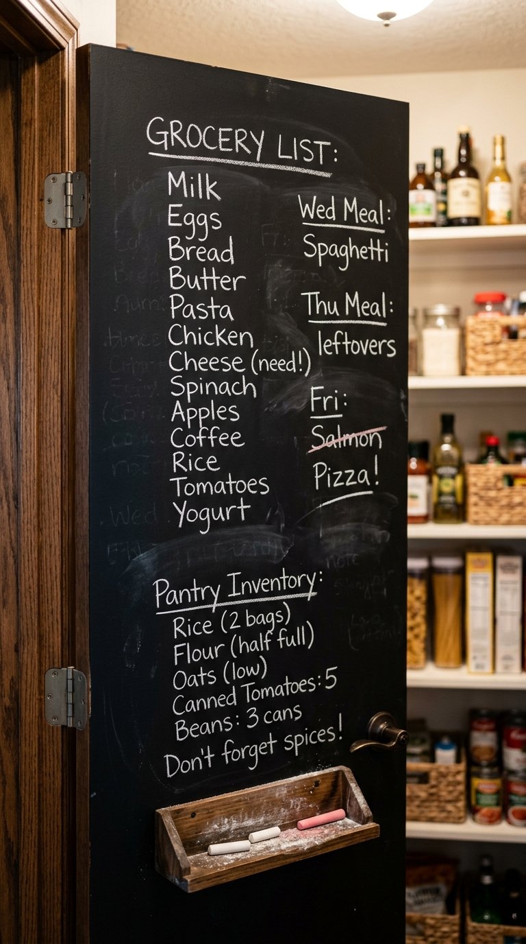Pantry With a Chalkboard or Whiteboard Inventory Wall