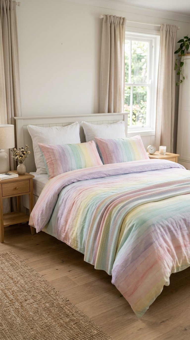 Pastel Rainbow Bedding Set for a Soft, Grown-Up Take