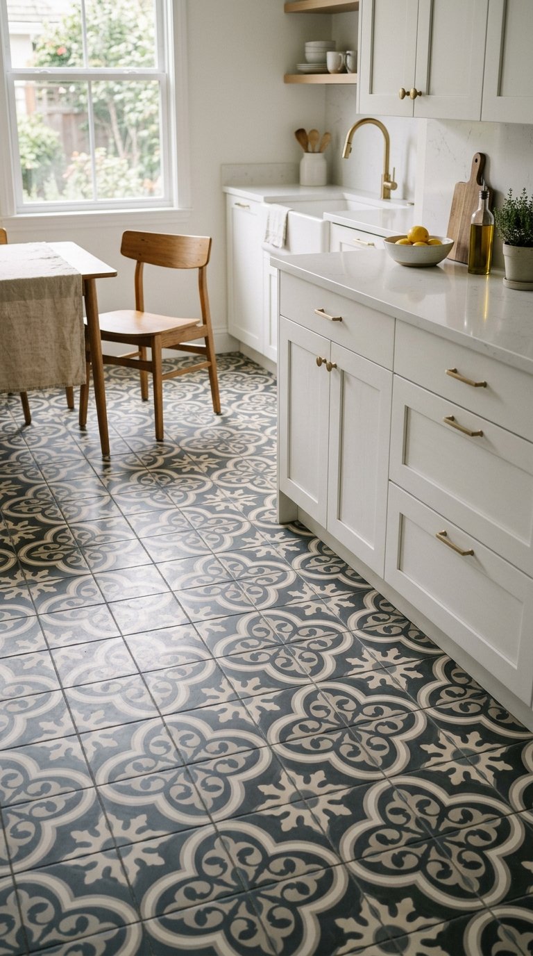 Patterned Tile Floor as the Kitchen's Design Statement