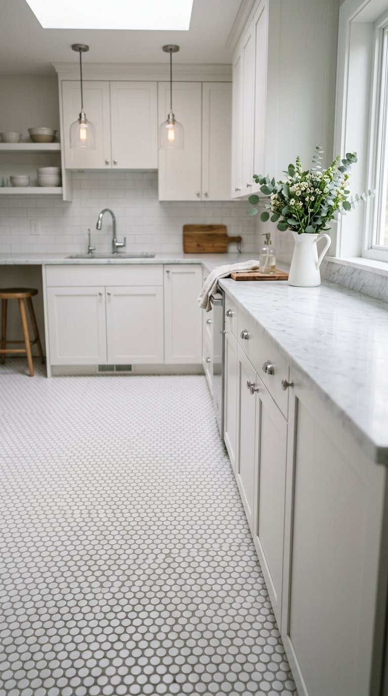 Penny Round Tile in White or Matte Black