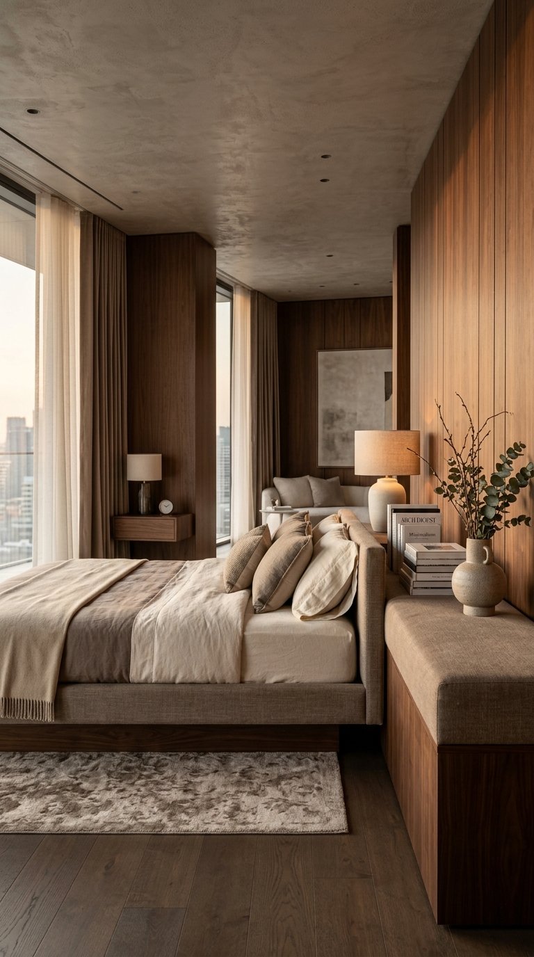 Place a Long Bench Behind a Floating Bed Platform