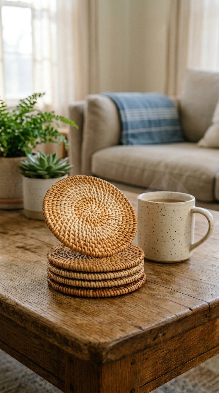 Place a Rattan or Wicker Coaster Set