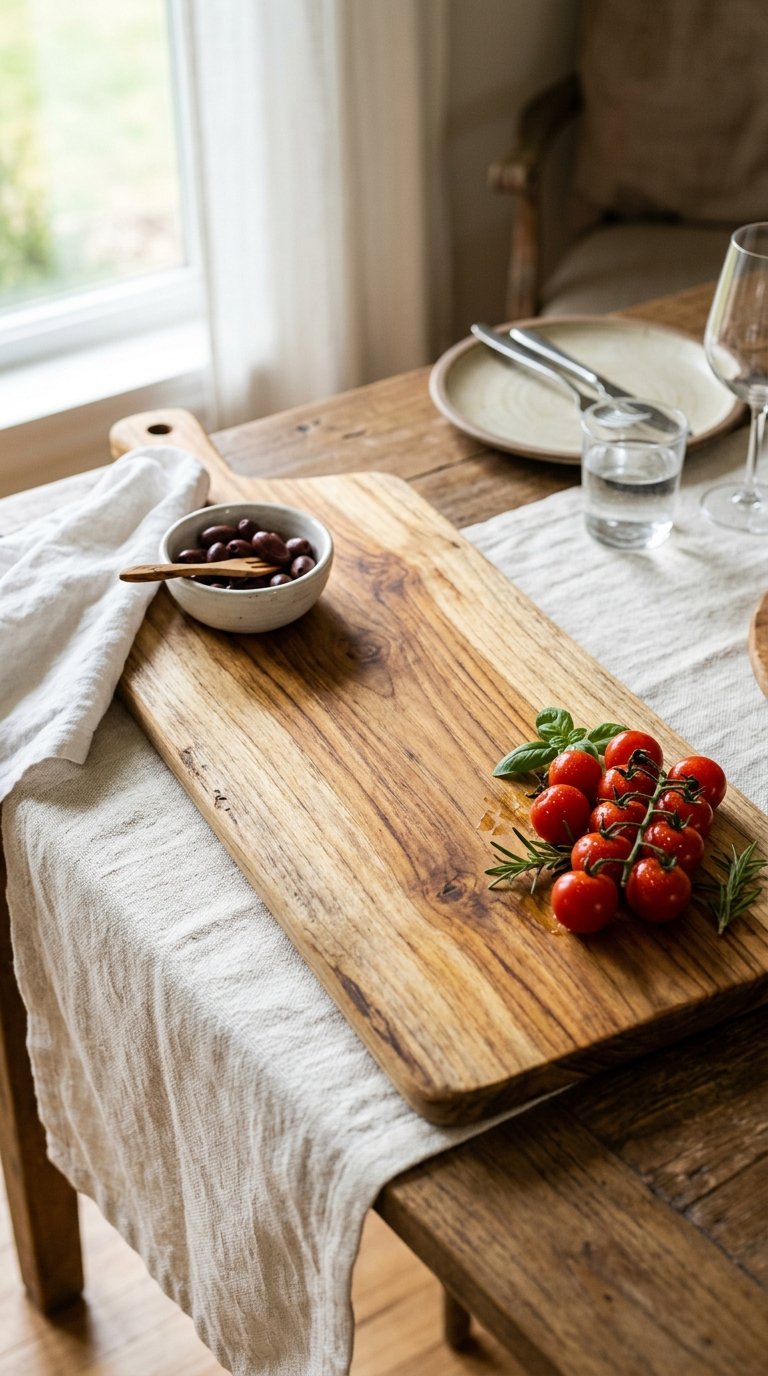 Place a Wooden or Marble Serving Board as a Table Anchor