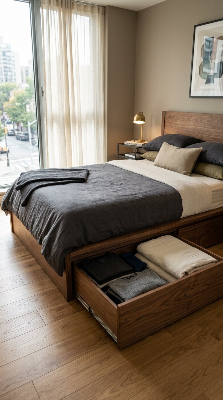 Platform Bed With Integrated Storage Drawers