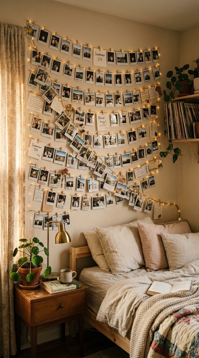 Polaroid Photo Wall Arranged in a Grid or Cascade