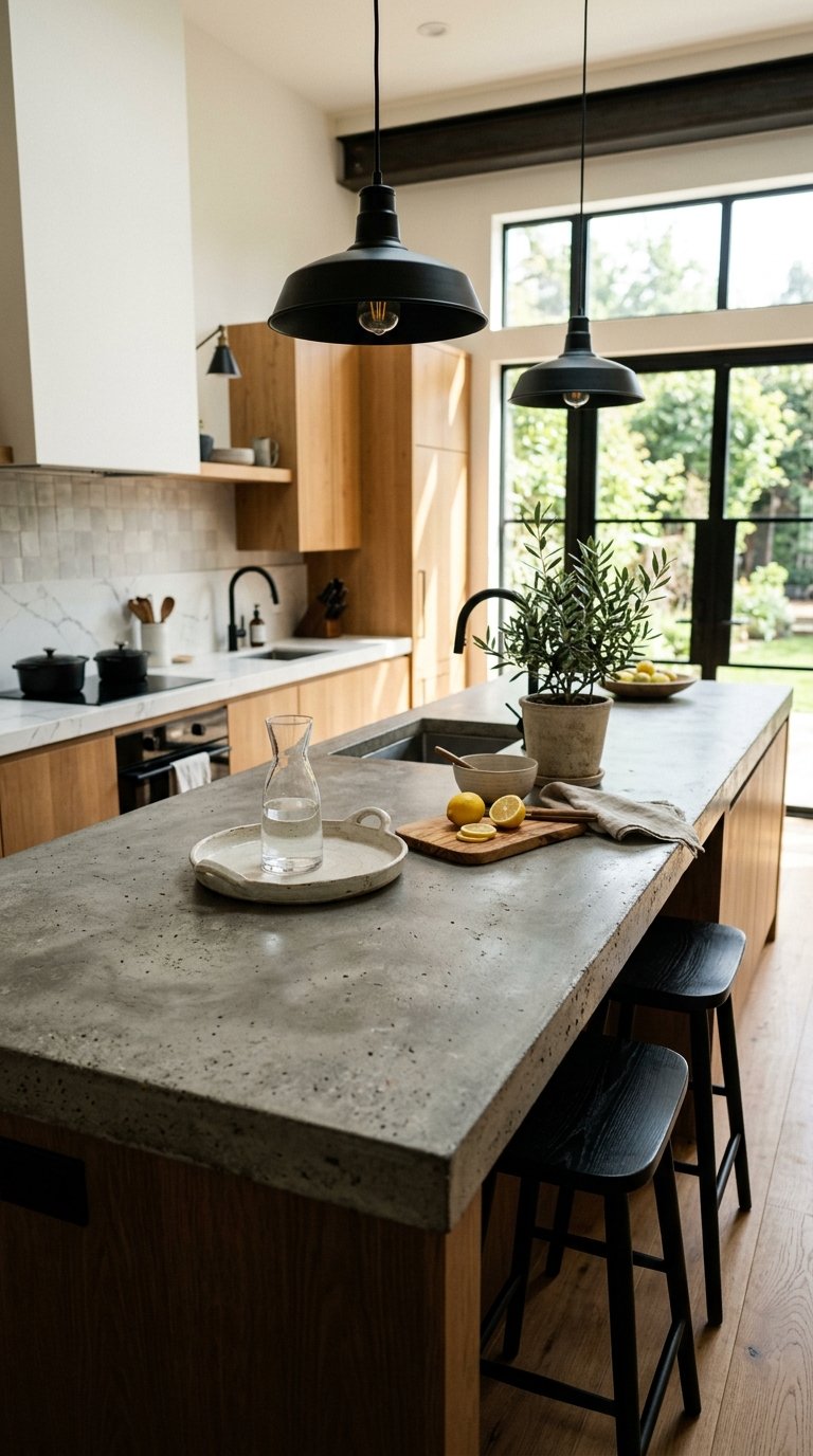 Poured Concrete Island Countertop