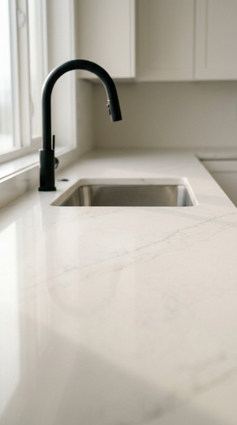 Quartz Countertop in a Solid or Subtle Neutral