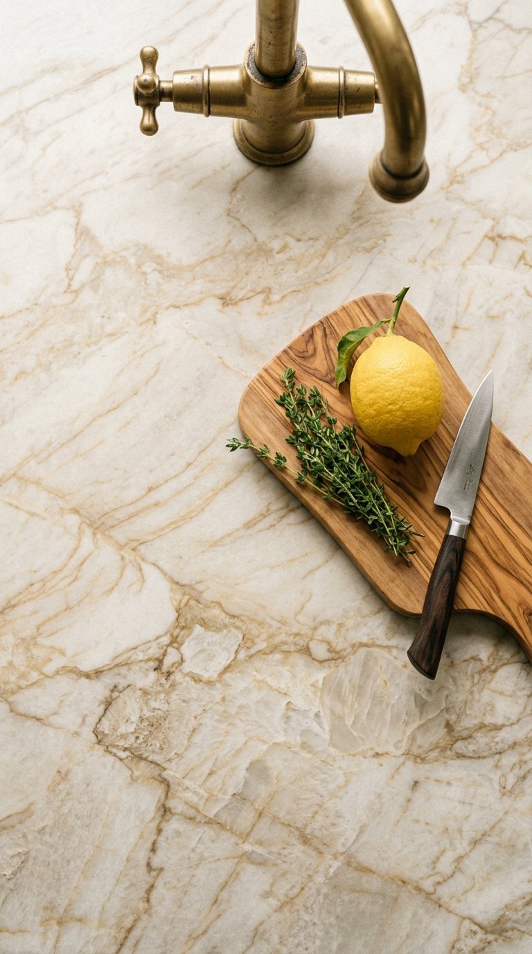 Quartzite Countertops in Super White or Taj Mahal
