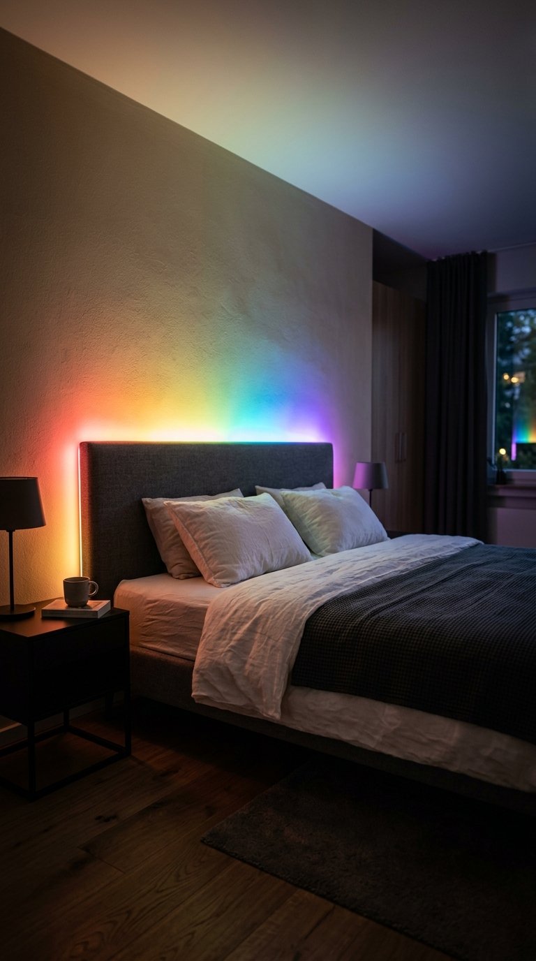 RGB LED Strip Lights Behind the Headboard
