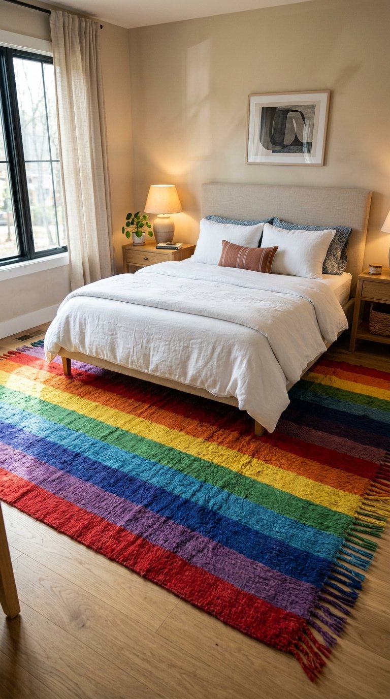 Rainbow Rug for a Color Foundation on a Neutral Floor