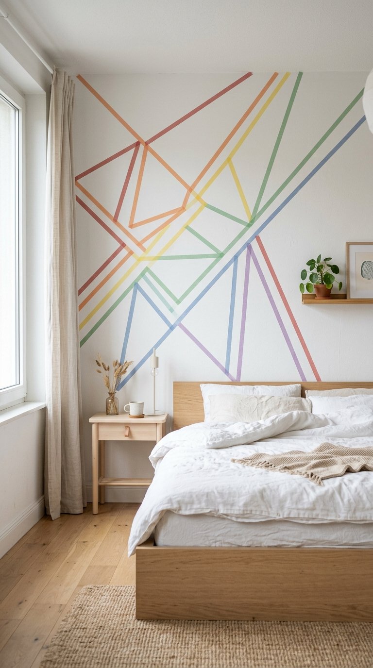 Rainbow Washi Tape Wall Design