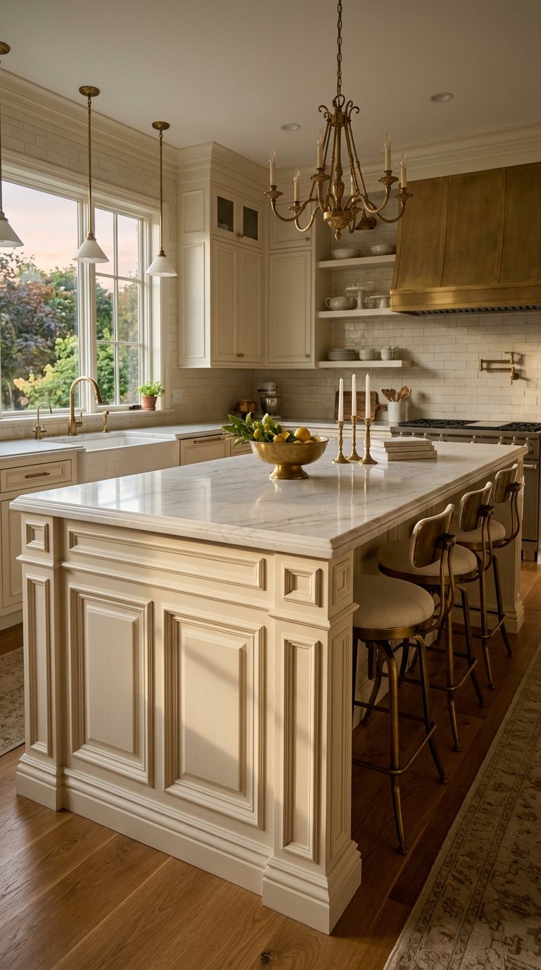 Raised Panel Wainscoting on the Island Back Face