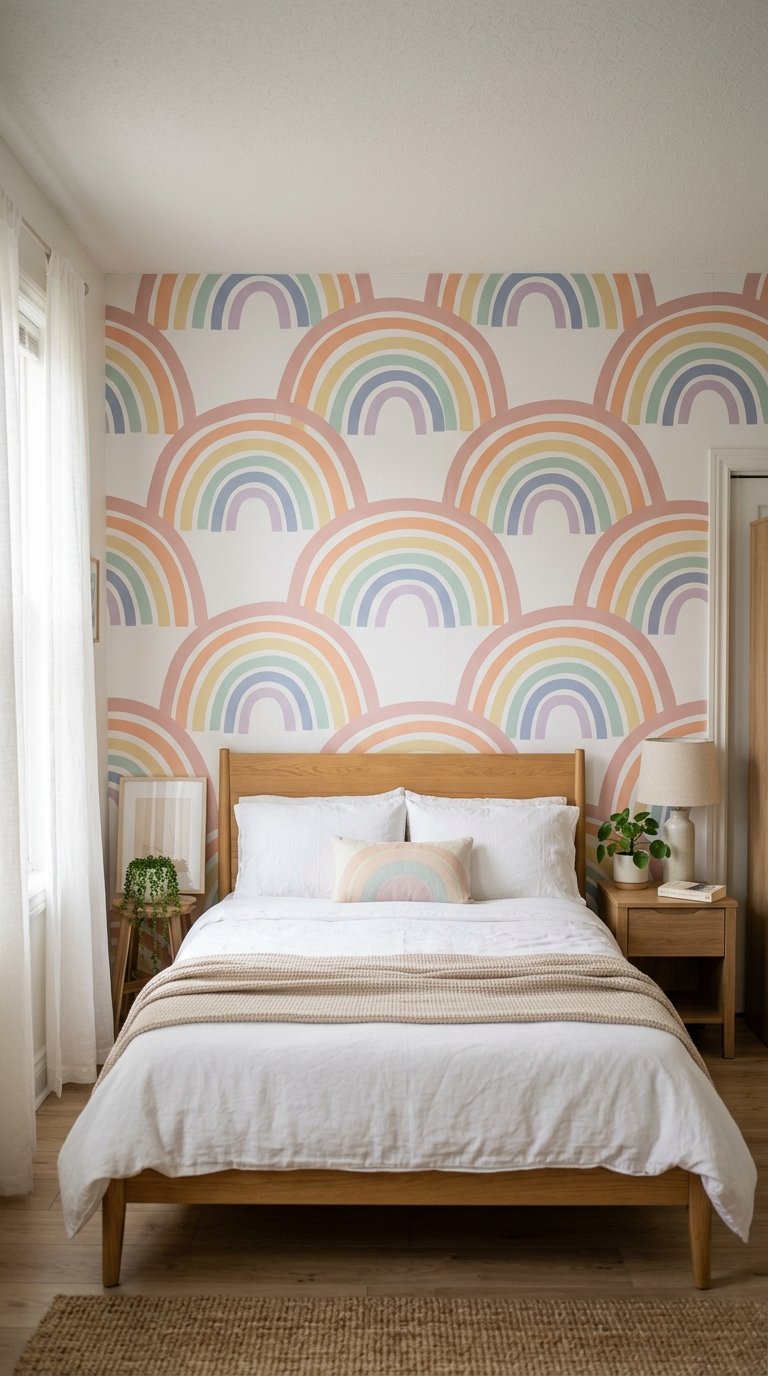 Removable Rainbow Wallpaper for Renters