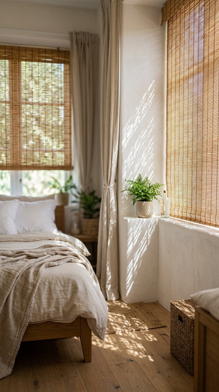 Replace Heavy Curtains With Bamboo Blinds