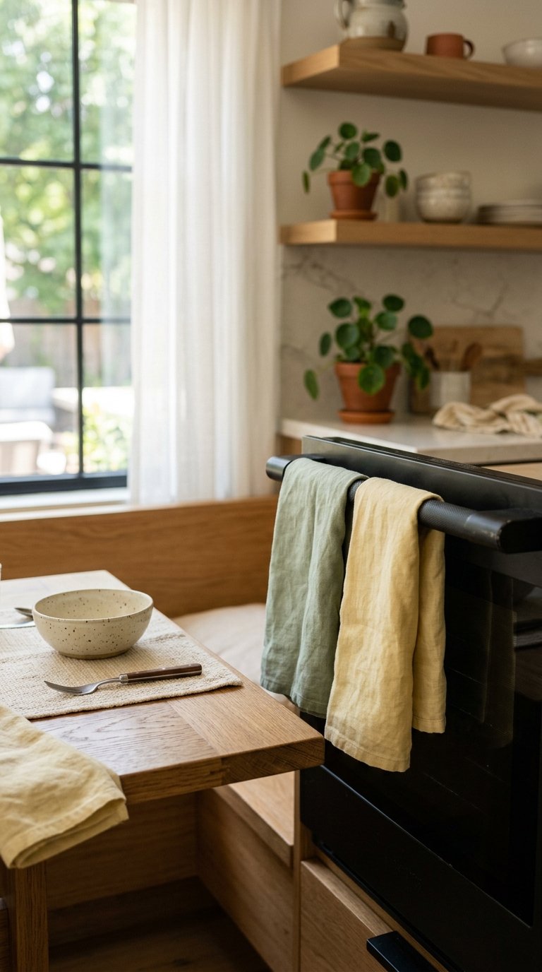 Replace Your Kitchen Textiles with Linen or Cotton in Fresh Colors
