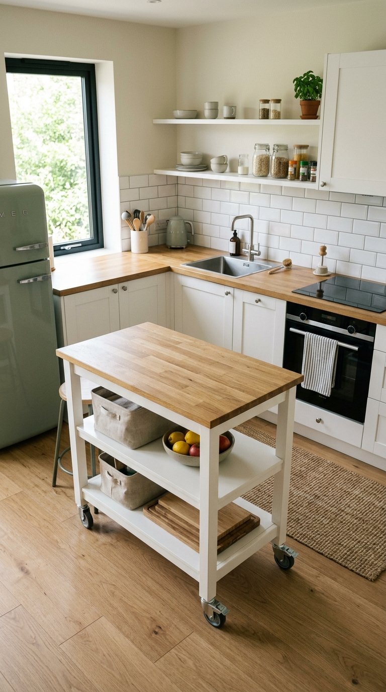 Rolling Farmhouse Kitchen Island
