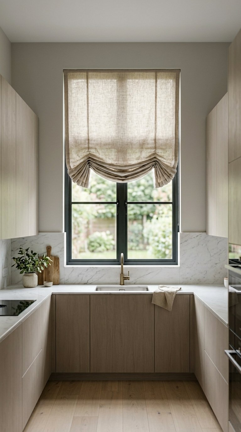 Roman Shades in a Solid Linen for a Clean, Tailored Look