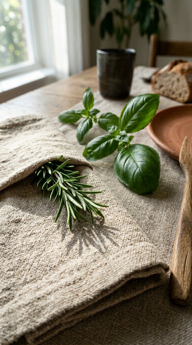 Scatter Fresh Herbs as Natural Table Decor