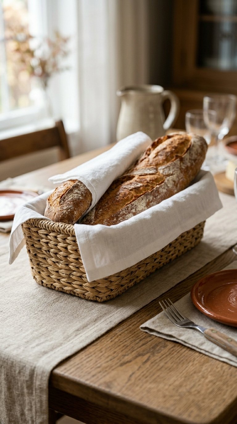Set Out a Bread Basket Lined With a Linen Cloth