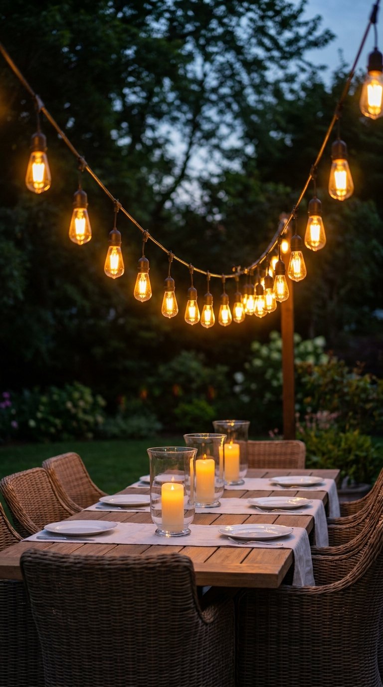 Set Up an Outdoor Dining Area With String Lights