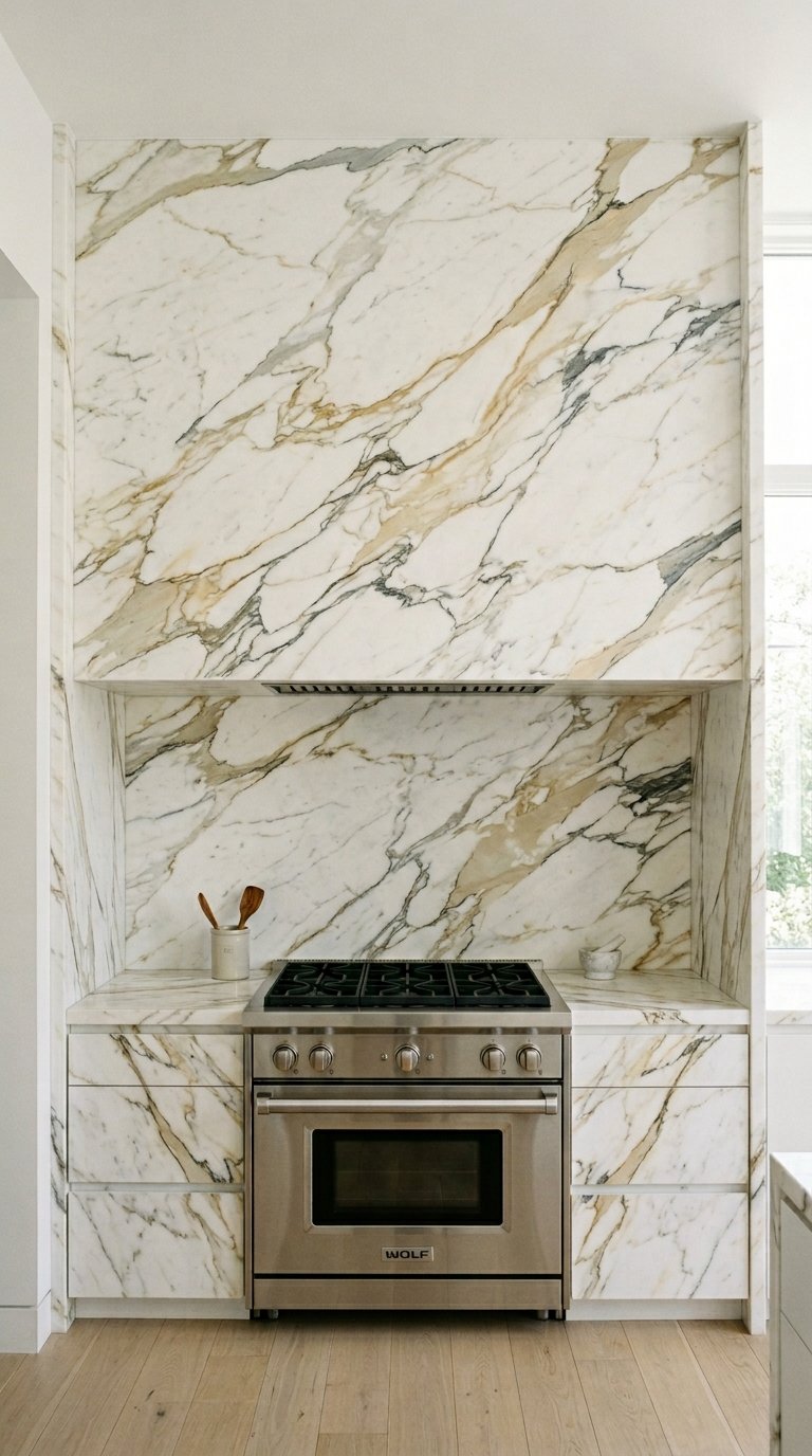 Slab Backsplash to the Ceiling