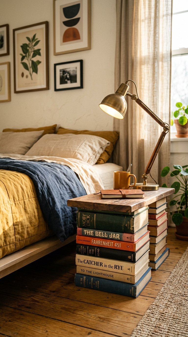 Stacked Books as Furniture Legs and Surface Risers
